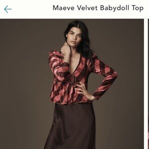 NWT Anthropologie Pink and Black Babydoll Plaid Top